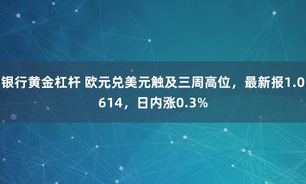 银行黄金杠杆 欧元兑美元触及三周高位，最新报1.0614，日内涨0.3%