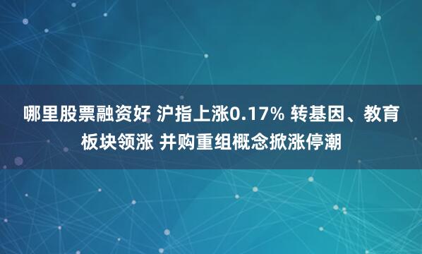 哪里股票融资好 沪指上涨0.17% 转基因、教育板块领涨 并购重组概念掀涨停潮