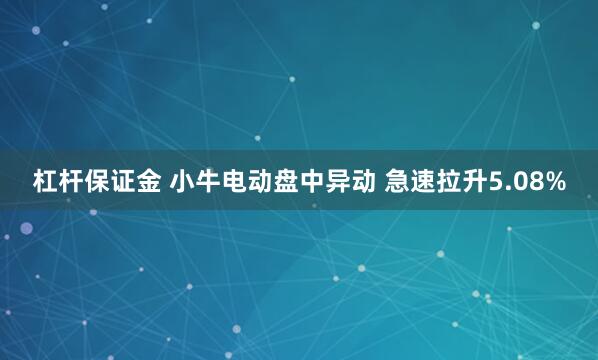 杠杆保证金 小牛电动盘中异动 急速拉升5.08%